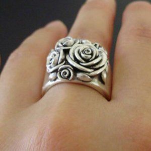 Silver Plated Rose  Wedding Ring, Engagement Ring​